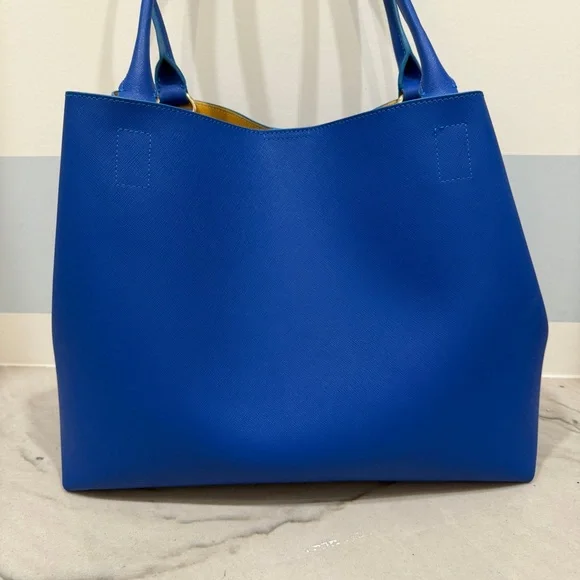 Elaine Turner Royal Blue Leather Tote with Removable Pouch - Picture 4 of 16